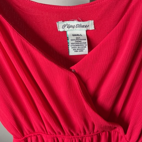 Flying Tomato🍅 Maxi Dress Red Color Spaghetti Straps Tiered Ruffle Skirt V-Neck - Picture 3 of 6